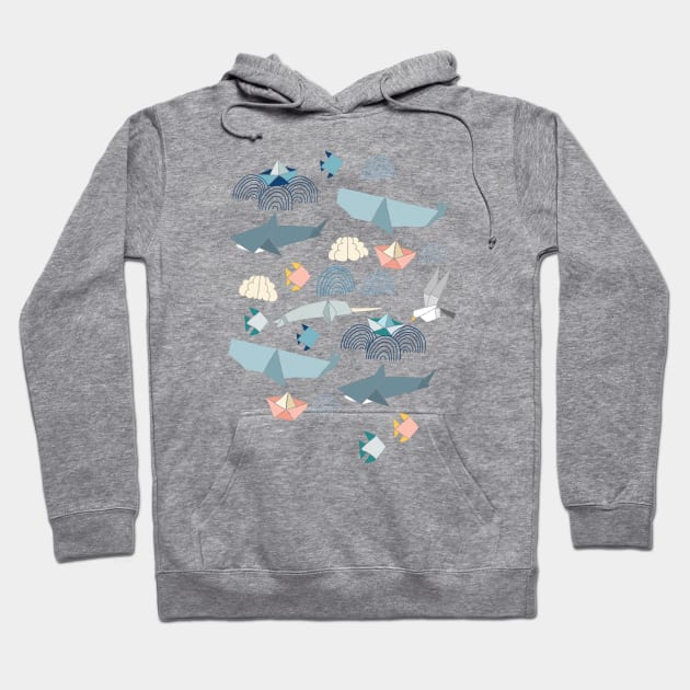 Marine Origami Animals Hoodie by tangerinetane